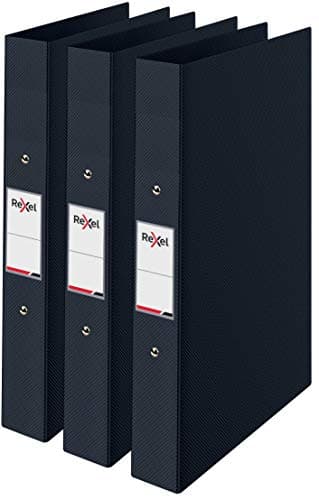 Image of Rexel Choices, A4 Ring Binder, 25 mm Spine, 190 Sheet Capacity, File Folder, Document Organisation, Black, Pack of 3, 2115729