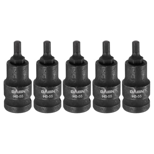 Image of sourcing map 5pcs H5 Hex Bit Socket 55mm/2.17" Length 1/2" Square Drive Metric Extension Impact Bit Power Nut Driver Set S2 Steel Socket Ratchet Wrench Bits, Black