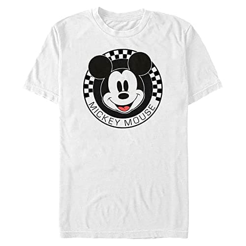 Image of Disney Men's Mickey Mouse Checkered T-Shirt, White, 5XL Big Tall