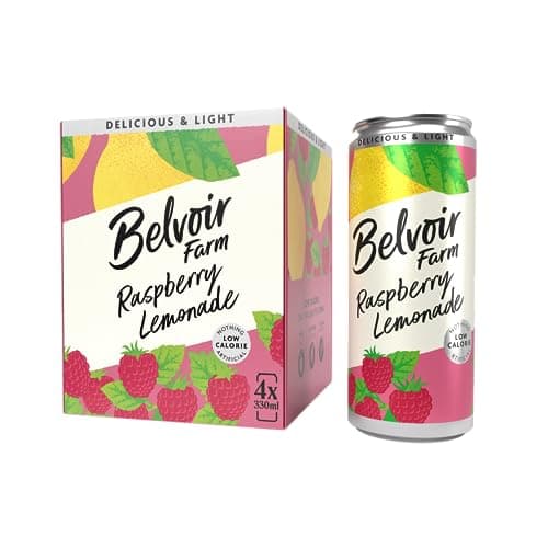 Image of Belvoir Farm - Raspberry Lemonade, Delicious and Light, Real Fruity Taste, Crafted with Nature, Low in Sugar and Calories, Gluten Free, Suitable for Vegans & Vegetarians 24x330ml