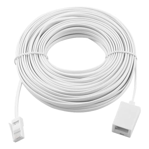 Image of BT Telephone Extension Cable 20M, BT Male to Female Extension Cable 6-Pin Straight Through Telephone, Phone Line Cord Compatible with UK Landline Fax and Modem Home and Office