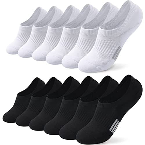 Image of Toes Home 6 Pairs Invisible Ankle Trainer Socks Womens, Black White No Show Low Cut Casual Socks, Non Slip Cushioned Socks for Ladies and Girls Sneaker Canvas Shoes 6-8