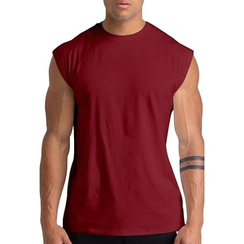 Image of 1 Pack Men's Gym Tank Tops Workout Sleeveless T-Shirts Athletic Muscle Tank Training Bodybuilding Tee Shirts 12 Red-XL