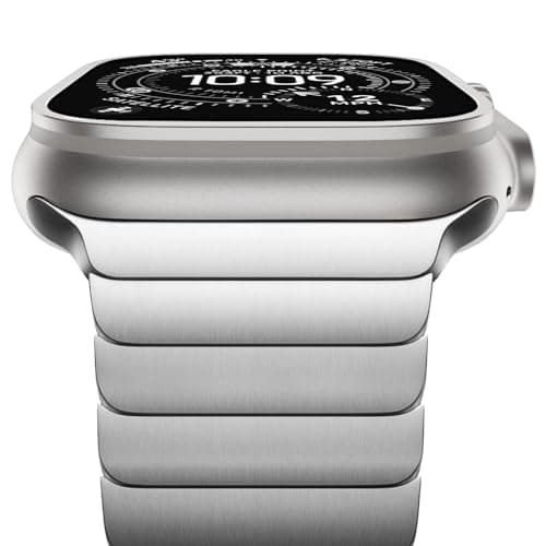 Image of NewWays 49mm 46mm 45mm 44mm 42mm(Series 3 2 1) Metal Strap Compatible with Apple Watch,Solid Stainless Steel Link Replacement Band for iWatch Ultra 3 2 1,Series 11/10/9/8/7/6/5/4/3/2/1/SE,Silver