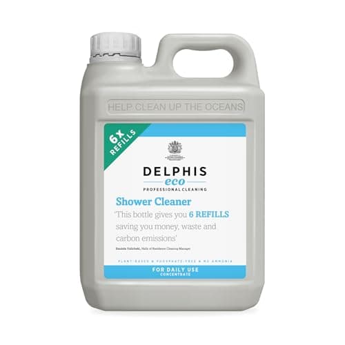 Image of Delphis Eco Daily Shower Cleaner | 2 Litre Refill | Natural Streak-Free, Eco & Vegan friendly Cleaning for Shower Screens, Tiles, Mirror and Glass, Stainless Steel & Ceramics