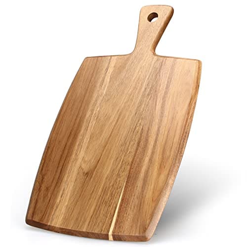 Image of Acacia Wood Chopping Board with Handle Charcuterie Board Wooden Cutting Boards for Kitchen Meat Cheese Board Large Bamboo Chopping Boards Grazing Bread Serving Board Butcher Block Carving Board Tray