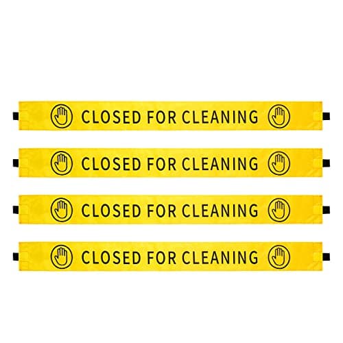 Image of 4 Pcs Restroom Closed for Cleaning Sign with Magnetic Ends Magnetic Bathroom Cleaning Sign Cleaning Banner for Door Cleaning In Progress Sign 42×3.5 In