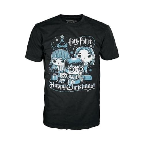 Image of Funko Boxed Tee: Harry Potter Holiday - Ron, Hermione, Harry - Small - (S) - T-Shirt - Clothes - Gift Idea - Short Sleeve Top for Adults Unisex Men and Women - Official Merchandise Fans Multicolour