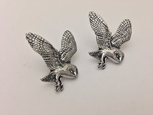 Image of Prideindetails B19 Barn Owl Fine English Pewter Cufflinks Handmade In Sheffield - Silver - Adult Unisex - Cufflinks