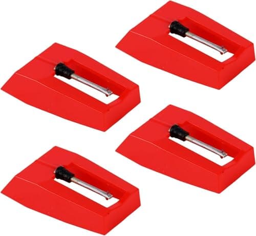 Image of 4-Pack Record Player Needles – Turntable Stylus Replacements with Ruby Tip – Compatible with Crosley, Ion, Jensen, Bush, Teac – Vinyl LP Phonograph Players