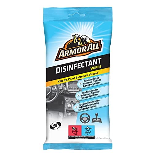 Image of Armor All, 20 Disinfectant Wipes, Citrus Scent, Cleans and Disinfects All Car Surfaces In One Step, Kills 99.99% of Bateria and Virus, Ideal For Car Detailing