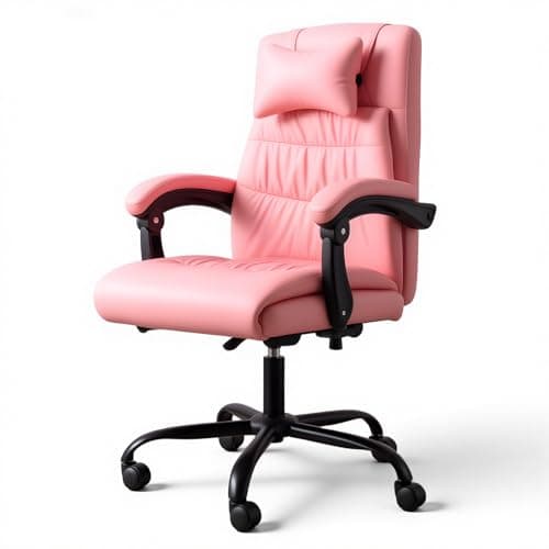 Image of Panana Executive Office Chair, Ergonomic Conference Work Chair Padded Recline Computer PC Swivel Desk Chair with Adjustable Task Gas lift, Pu leather (Pink)