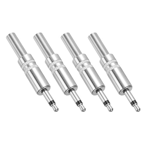 Image of sourcing map 4 Pcs 1/8" TS Audio Male Plug, 3.5mm Mono Jack Plug Adapter Replacement, 1 Pole Solder Jack Cable Connector for Speaker Microphone Guitar (Silver Tone)