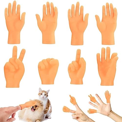 Image of BOFYTR 8 Pcs Tiny Hands Finger Puppets, Small Mini Finger Hands, Mini Little Hands Finger Puppets, baby hands, Finger Props Rock-Scissors Toys for Cat Dog Pets Playtime
