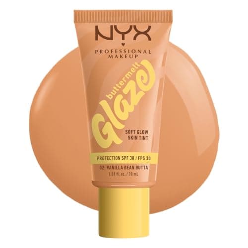 Image of NYX Professional Makeup Buttermelt Glaze Soft Glow Skin Tint + SPF/FPS 30, Foundation, 12h Wear, Healthy Even Skin Tone, Non Greasy, Shade: Vanilla Bean Butta