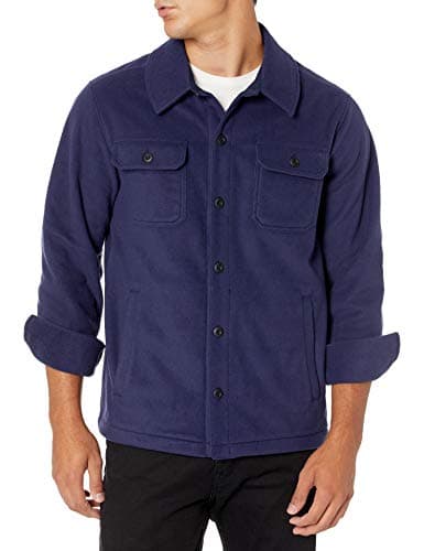 Image of Amazon Essentials Men's Long-Sleeve Polar Fleece Shirt Jacket for Winter, Navy, XL