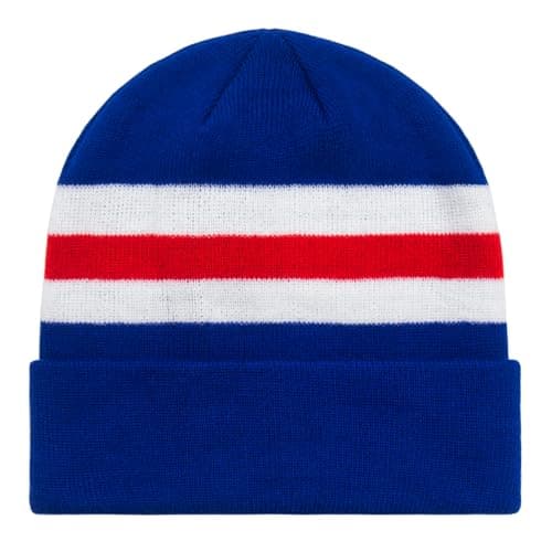 Image of fanoriginals Retro Football Beanie Hat in Rangers Colours Blue White Red
