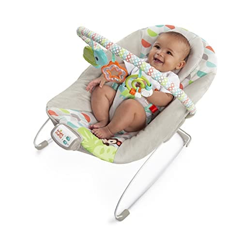 Image of Bright Starts Baby Bouncer Soothing Vibrations Infant Seat - Taggies, Music, Removable -Toy Bar, 0-6 Months Up to 20 lbs (Happy Safari)
