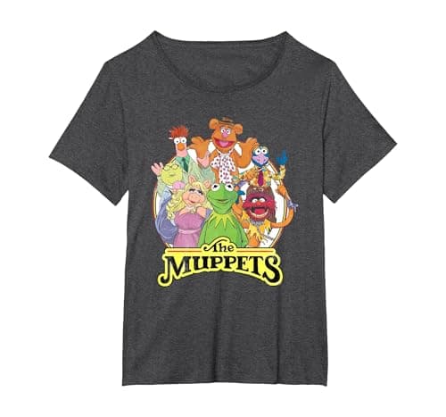 Image of The Muppets Show Characters T-Shirt, Women's Plus, Dark Heather Grey, 6X