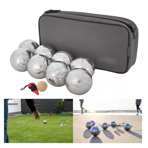 Image of BURAKH 8 French Ball | Chrome Boules Set | Stainless Steel Boules Set Petanque Carry Case Garden Outdoor Game | Classic Family Outdoor Games | Pentanque Set | Summer Fun | French Boules Game