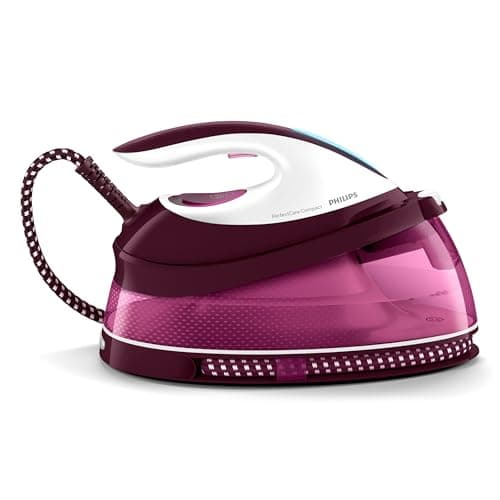 Image of Philips PerfectCare Compact Steam Generator - 2400W, 400g Steam Boost, 6.5 Bar Pressure, OptimalTEMP Technology, 1.5L Tank, Burgundy/White (GC7842/46)