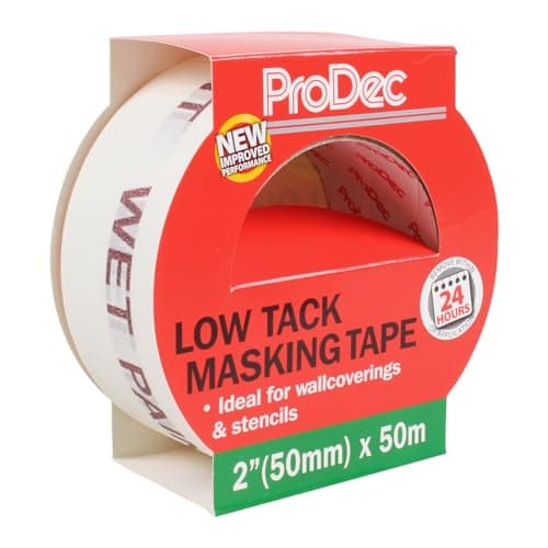 Image of ProDec 2 inch x 50m Low Tack Multi Surface Painters Masking Tape for Delicate Surfaces Gives Sharp Paint Lines for Indoor Painting and Decorating, Compatible with All Paints, 2" 50mm wide