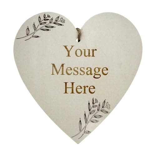 Image of Personalised Wooden Heart Plaque 20x20cm – Custom Engraved Message Hanging Sign with Twine – Rustic Gift for Weddings, Anniversaries, Home Decor