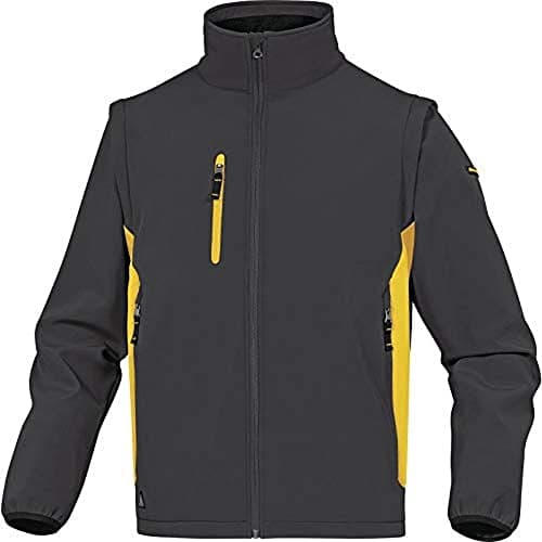Image of Delta Plus MYSE2GJGT MYSEN2 Softshell Jacket 96% Polyester 4% Elasthane - Removable Sleeves, Grey/Yellow, Size XXL