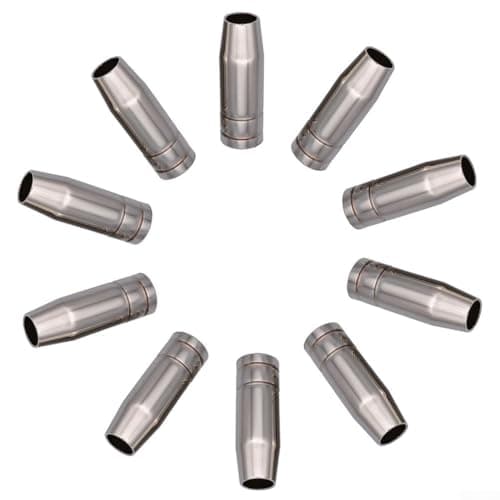 Image of Linnkyfloa 10pcs 15AK MB15 MIG MAG Welding Torch Conical Nozzle Cup Gas Nozzle for MB-15AK Welding Equipment, Brass Nickel Plated, 12mm/18mm Diameter