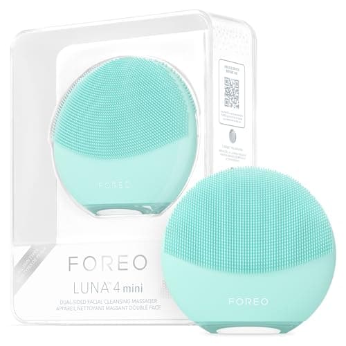 Image of FOREO LUNA 4 mini Facial Cleansing Brush & Face Massager - Premium Face Brush - Enhances Absorption of Skin Care Products - Simple Face Care Travel Accessories - For All Skin Types - Arctic Blue