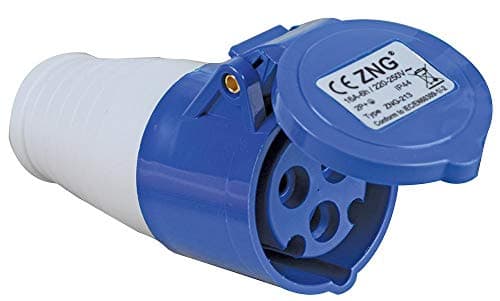 Image of PRO ELEC 16A Industrial Pin & Sleeve Socket, 230V, 2P+E, IP44 Blue Cable Mount Connector – IEC 60309-2