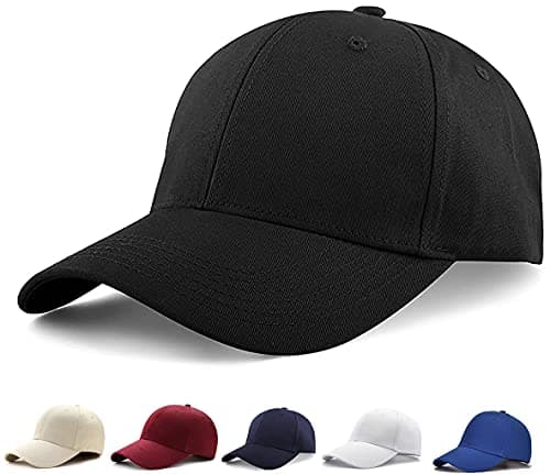 Image of Etyepoh Baseball Cap Polo Style Classic 6 Panel Adjustable Sport Solid Sun Hat Unisex (01Black)