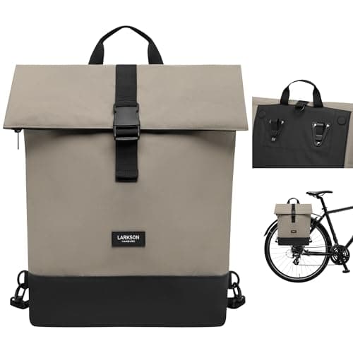 Image of LARKSON Bike Pannier Bags Grey - Tammo Bike - 2 in 1 Cycle Backpack & Bicycle Bag for Rear Carrier, Made of Recycled Material - Water-Repellent