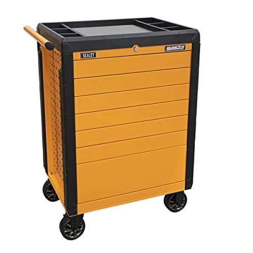 Image of Sealey 7 Drawer Push-To-Open Rollcab/Tool Chest on Wheels - Orange - APPD7O
