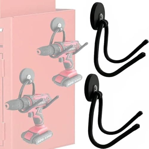 Image of AUXPhome 2 Pack Magnetic Power Tool Organizer, Strong Magnet Mount Garage Storage Rack, Drill Holder Hooks Heavy Duty,for Garage,Workshop Organization,for Drill,Cable,Garden Tool