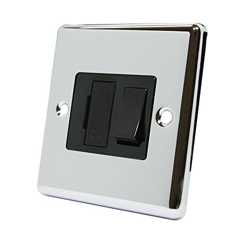 Image of AET CPCSFSBL 13 A Classical Chrome Polished Switched Fused Spur with Black Insert Plastic Rocker Switch