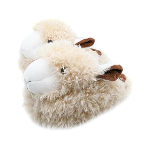 Image of Onmygogo Ladies Novelty Animal Plush Slippers, Winter Indoor Home Scuff Slippers for Women (6-9 UK, Sheep)
