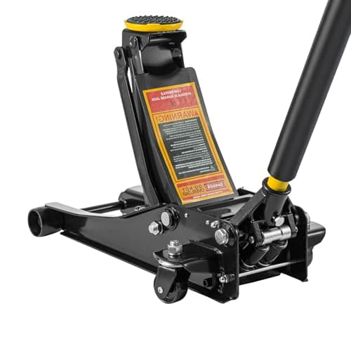 Image of BREEZENEST 3 Tonne Heavy Duty Trolley Jack, Low Profile 85mm Hydraulic Floor Jack with High Lift 470mm for Cars & Vans Steel Construction, Dual Pump, Swivel Wheels (Yellow+Black)