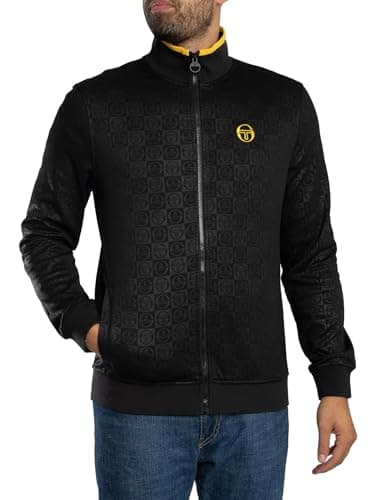 Image of Sergio Tacchini Men's Mono Logo Track Jacket, Black, L