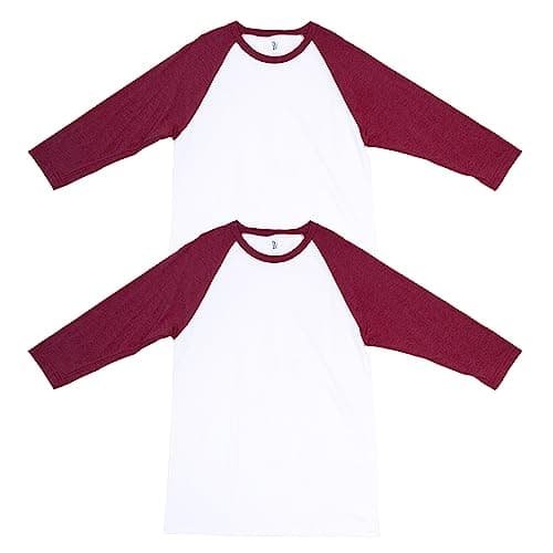 Image of American Apparel Unisex CVC Raglan T-Shirt, Style G2003CVC, 2-Pack, White/Heather Cardinal (2-Pack), L