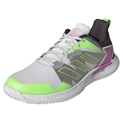 Image of adidas Men's Defiant Speed Tennis Shoe, Crystal White/Silver Metallic/Carbon, 7.5