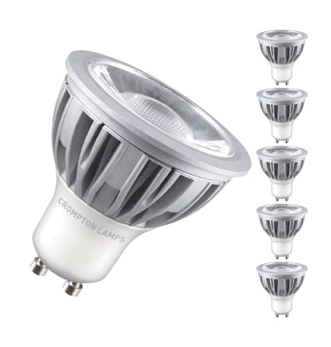 Image of Crompton Lamps LED GU10 Spotlight Bulbs 5W | 5 Pack | Cool White 4000K | Energy Saving Lightbulbs for Ceiling Lights | 520 Lumens | Direct Replacement | GU10 LED Bulb