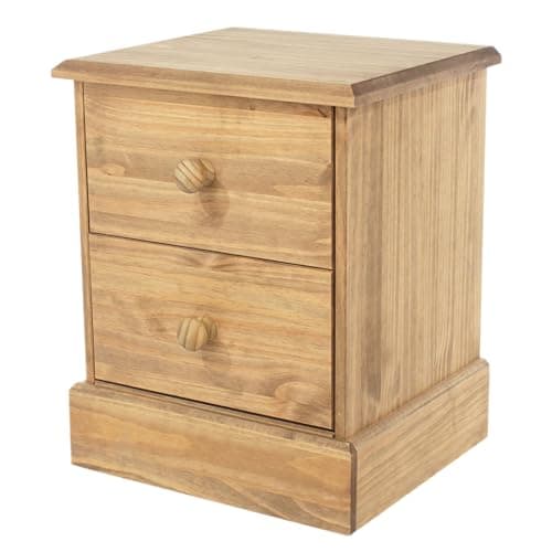 Image of Core Products Cotswold 2 Drawer Bedside Cabinet - Antique Waxed Pine, Traditional Rustic Country Design