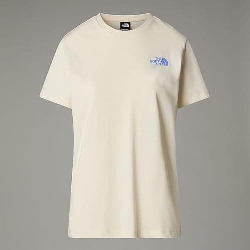 Image of The North Face Women's S/S Box NSE Tailgrid Infill Relaxed T-Shirt White Dune/Virtual Blue XL