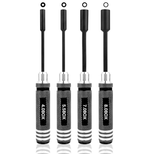 Image of GDOOL RC Hex Nut Driver Set Repair Tool Kit 4.0/5.5/7.0/8.0mm Hexagonal Head Nut Socket Wrench Screwdrivers for Hobby RC Quadcopter Helicopter FPV Drone Car Airplane(Black)