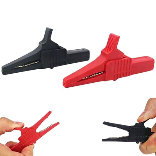 Image of Mistillion 2 Pack Insulated Alligator Clips, 300V 15A Brass Test Clips with 4mm Banana Plug, Red Black Electrical Crocodile Clips for Multimeter, Clamp Meter, Automotive & Electrical Testing