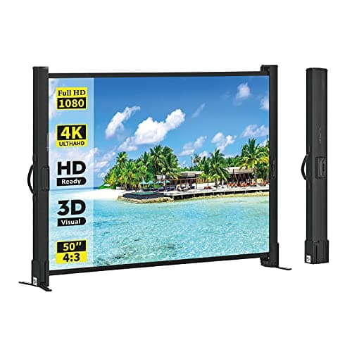 Image of Portable Projector Screen with Stand, 50 Inch 4:3, Outdoor Projector Screen, Lightweight and Retractable, 1.2 High Gain Wrinkle-free Projection Screens, For Home Cinema, Meeting Presentation.