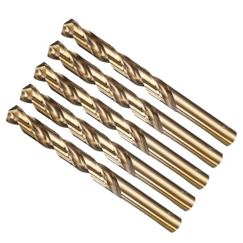 Image of METALLIXITY Drill Bit (13mm) 5Pcs, M35 Cobalt High-Speed Steel Straight Shank Spiral Flute 135°Point Tip Gold for Stainless Steel Iron Copper Aluminum Hard Metal