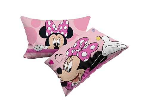 Image of Minnie Mouse Set of 2 Cotton Pillowcases Pair of Pillow Cases for Bed Pillows, 2 Pieces, 100% Cotton, 50 x 80 cm, Envelope Closure