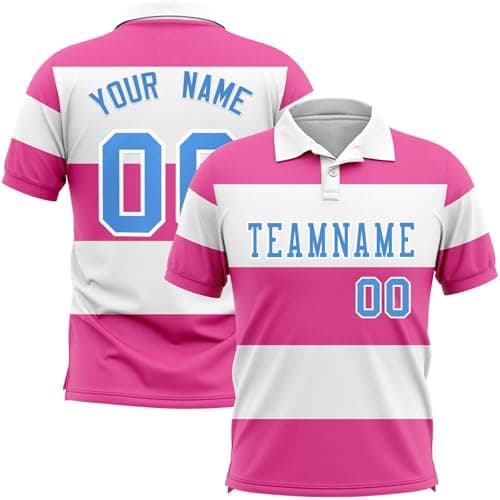 Image of Custom Rugby Shirt, Personalized Team Jersey with Name & Number Breathable Fabric & White Stripes Sportswear for Man,Women,Youngester and Kids, M~5XL